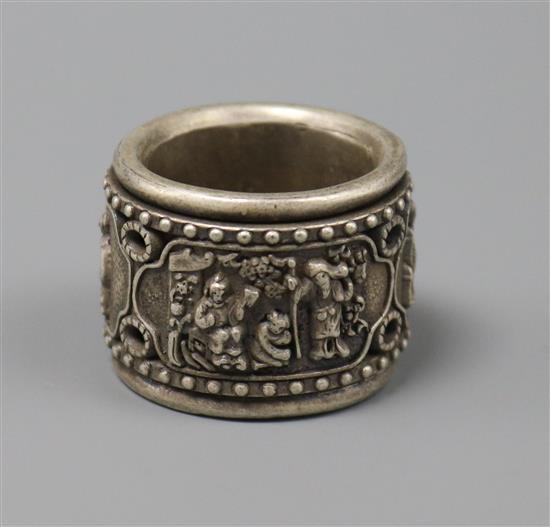 A Chinese white metal ring